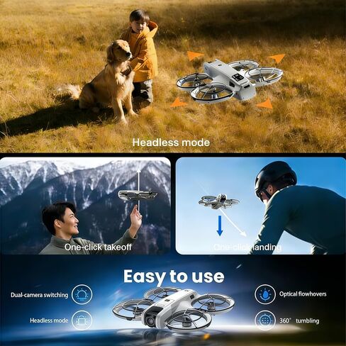 RC Drone with Screen Display Remote Control, Propeller Guard, Dual Camera, Speed Adjustment, Altitude Hold, One-Key Takeoff, 3D Flips, 2 Batteries, Helicopter Airplane, Hovering, Brushless Motor, APP Control, LED Lights, for Adult Beginners FPV Quadcopter in Kuwait