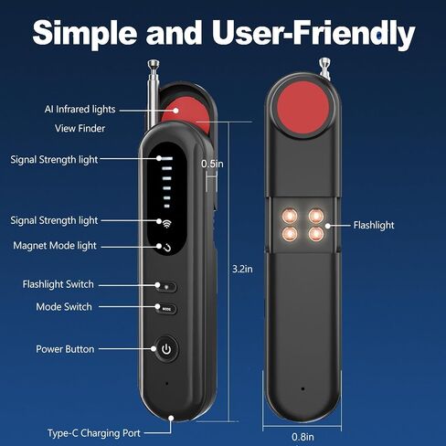 OneBird Hidden Camera detectors for Travel/Office-Black in Kuwait