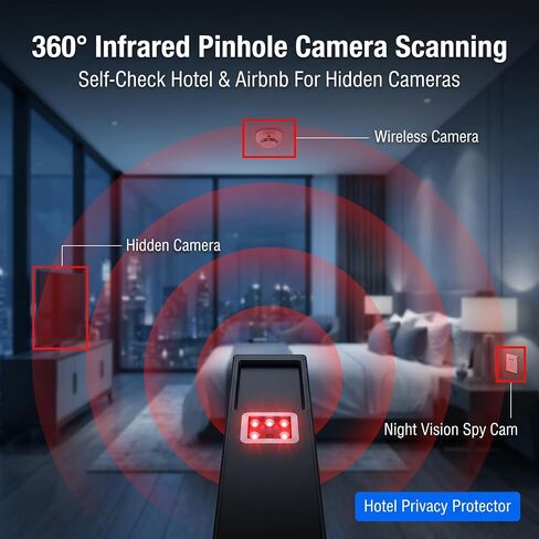 Hidden Camera Detector, Portable RF Signal and Magnetic GPS Tracker Finder, HD Display, Anti Spy Bug Detector for Hotel, Airbnb, Travel Privacy Protection in Kuwait