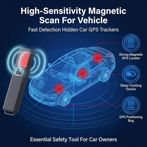 Hidden Camera Detector, Portable RF Signal and Magnetic GPS Tracker Finder, HD Display, Anti Spy Bug Detector for Hotel, Airbnb, Travel Privacy Protection in Kuwait