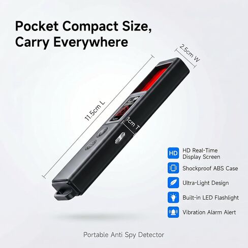 Hidden Camera Detector, Portable RF Signal and Magnetic GPS Tracker Finder, HD Display, Anti Spy Bug Detector for Hotel, Airbnb, Travel Privacy Protection in Kuwait