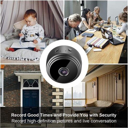 Wireless Mini Camera, Nanny Video Security Cam with Night Vision and Motion Detection, Built-in Battery, No WiFi Need, Technology for Phone App Monitor, Pets/Baby(Round) in Kuwait