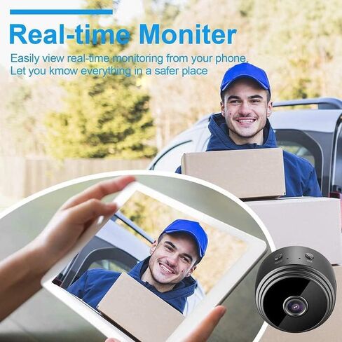 Wireless Mini Camera, Nanny Video Security Cam with Night Vision and Motion Detection, Built-in Battery, No WiFi Need, Technology for Phone App Monitor, Pets/Baby(Round) in Kuwait