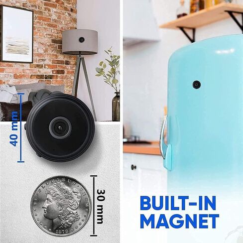 Wireless Mini Camera, Nanny Video Security Cam with Night Vision and Motion Detection, Built-in Battery, No WiFi Need, Technology for Phone App Monitor, Pets/Baby(Round) in Kuwait