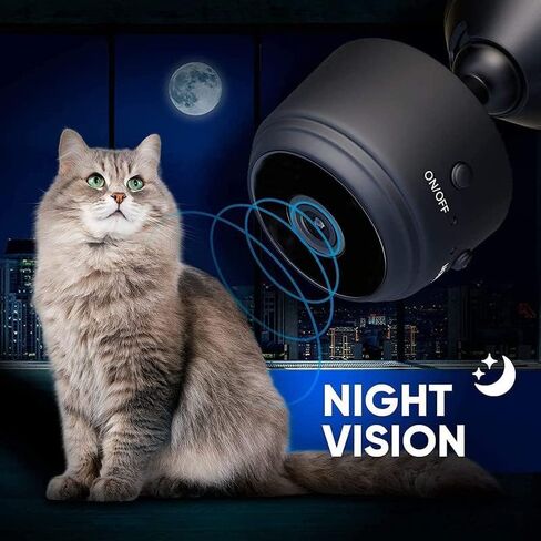 Wireless Mini Camera, Nanny Video Security Cam with Night Vision and Motion Detection, Built-in Battery, No WiFi Need, Technology for Phone App Monitor, Pets/Baby(Round) in Kuwait