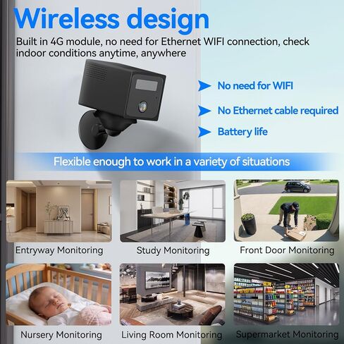4G LTE Cellular Security Camera Indoor no WIFI hidden camera 1080P HD | Up to 14 days Battery Life with night vision, Motion Detection,VERIKING support for two-way communication in Kuwait