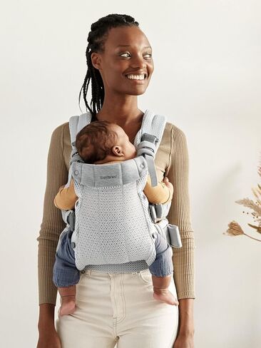 BabyBjörn Baby Carrier Harmony, Silver, 3D Mesh | 3-in-1 Ergonomic Baby Carrier; Newborn, Facing-in, Outward-Facing, and Back Carrying Positions Supported (7-40 lbs), Newborn to Toddler in Kuwait