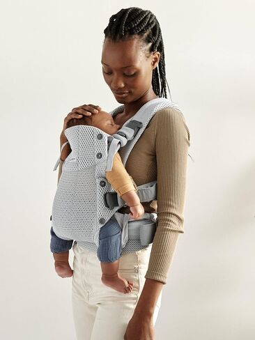 BabyBjörn Baby Carrier Harmony, Silver, 3D Mesh | 3-in-1 Ergonomic Baby Carrier; Newborn, Facing-in, Outward-Facing, and Back Carrying Positions Supported (7-40 lbs), Newborn to Toddler in Kuwait