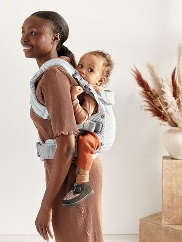 BabyBjörn Baby Carrier Harmony, Silver, 3D Mesh | 3-in-1 Ergonomic Baby Carrier; Newborn, Facing-in, Outward-Facing, and Back Carrying Positions Supported (7-40 lbs), Newborn to Toddler in Kuwait