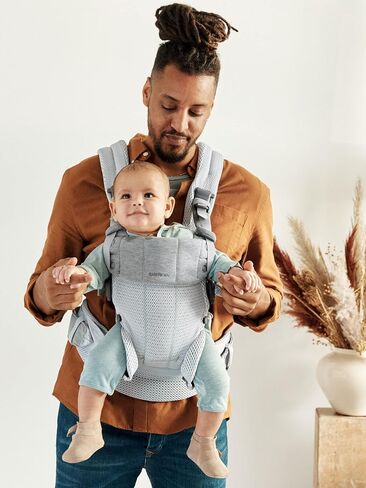 BabyBjörn Baby Carrier Harmony, Silver, 3D Mesh | 3-in-1 Ergonomic Baby Carrier; Newborn, Facing-in, Outward-Facing, and Back Carrying Positions Supported (7-40 lbs), Newborn to Toddler in Kuwait