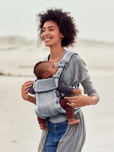 BabyBjörn Baby Carrier Harmony, Silver, 3D Mesh | 3-in-1 Ergonomic Baby Carrier; Newborn, Facing-in, Outward-Facing, and Back Carrying Positions Supported (7-40 lbs), Newborn to Toddler in Kuwait