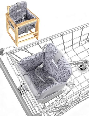 Shopping Cart Cover for Baby Girl and Boy, High Chair Cover for Restaurant, Padded Grocery Cart Seat Cover & Swing Insert for Infant & Toddler, Durable Machine Washable (Dark Grey) in Saudi Arabia