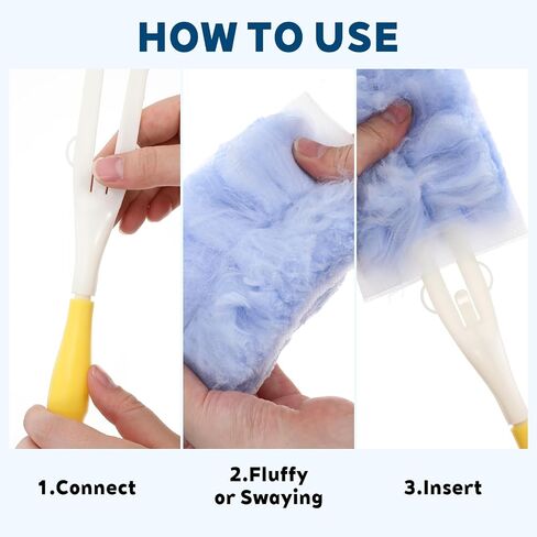 50 Count Disposable Heavy Duty Duster Refills Kit with Handle | 360° Duster Refills Microfiber Duster Feather Duster Electrostatic Lock-Dust System for Cleaning Furniture Blinds Electronics in Kuwait