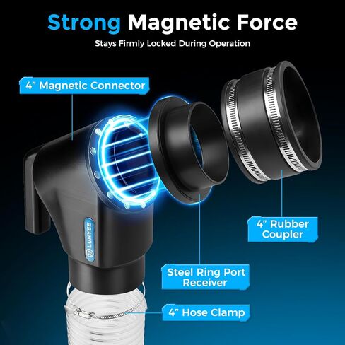 4" Magnetic Dust Collection Quick Connect Kit with Handle, 4-Pack Fittings Set for Woodworking Systems with Fast Hose Switching in Kuwait