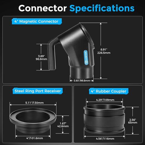 4" Magnetic Dust Collection Quick Connect Kit with Handle, 4-Pack Fittings Set for Woodworking Systems with Fast Hose Switching in Kuwait