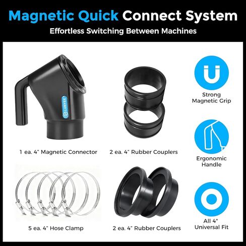 4" Magnetic Dust Collection Quick Connect Kit with Handle, 4-Pack Fittings Set for Woodworking Systems with Fast Hose Switching in Kuwait