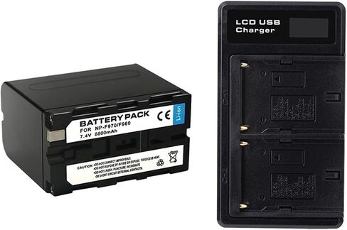 8800mAh NP-F960 NP-F970 NP F960 NP F970 Battery, Dual Charger, Compatible For Sony CCD-RV100 DCR-SC100 SC55 SC65 TR3000 TR3300 Camera(SET B) in Kuwait