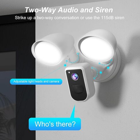 Smart Floodlight Camera Wired Outdoor Security Camera Flood Light with Motion Sensor 2200 lumens LEDs 1080P HD Live Video Night Vision, Built-in Siren, Two-Way Audio, White(2Pack) in Kuwait