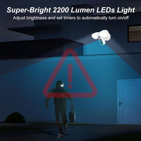 Smart Floodlight Camera Wired Outdoor Security Camera Flood Light with Motion Sensor 2200 lumens LEDs 1080P HD Live Video Night Vision, Built-in Siren, Two-Way Audio, White(2Pack) in Kuwait