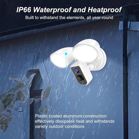 Smart Floodlight Camera Wired Outdoor Security Camera Flood Light with Motion Sensor 2200 lumens LEDs 1080P HD Live Video Night Vision, Built-in Siren, Two-Way Audio, White(2Pack) in Kuwait