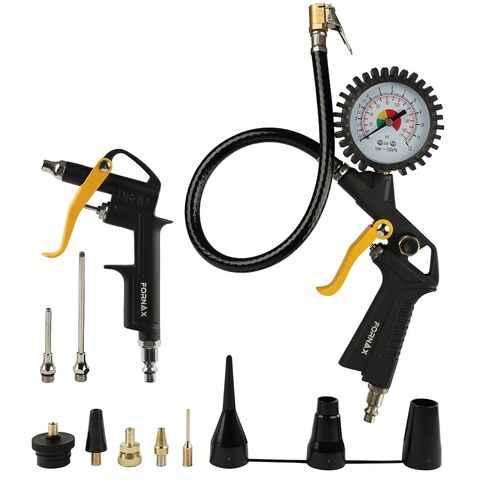 FORNAX Tire Inflator Deflator Air Pressure Gauge with Rubber Hose, Heavy Duty Air Compressor Accessory Kit and Air Blow Gun with Steel Air Flow Extension in Kuwait