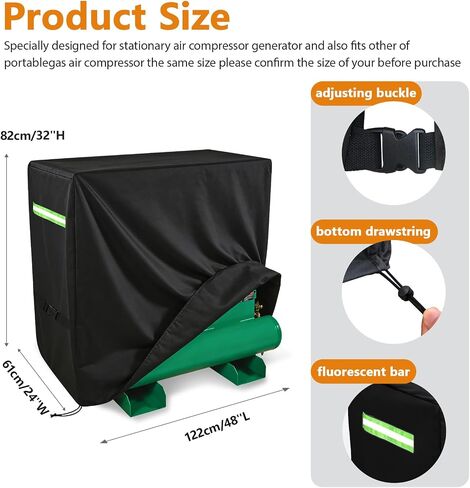 Air Compressor Cover, 600D PVC Compressors Cover Compatible with AG-S1002 and Other Stationary Air Compressors of the Same Size,Gas Air Compressor Covers with 2 Handle & Buckle in Kuwait