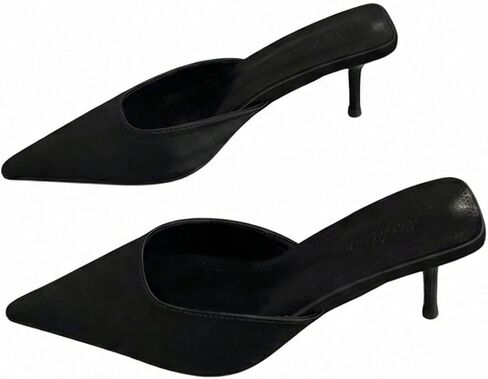 GORGLITTER Women's Pointed Toe Kitten Heel Mules Dressy Backless Slip on Wedding Party Business Stiletto Pumps Shoes in Kuwait