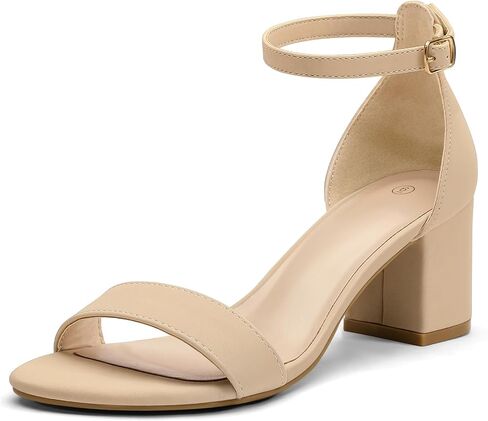 mysoft Women's Chunky Heels Open Toe Dress Sandals with Ankle Strap | Block Low Prom Heel, Adjustable Ankle Strap, Perfect for Wedding and Party, Four Seasons Classic Versatile in Saudi Arabia