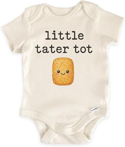 Little Tater Tot Baby Bodysuit, Funny Food Newborn (0-3 Months, Natural) | Foodie Baby Gift, Kawaii Tater Tot Graphic, Potato Lover Outfit, Baby Shower, Neutral Infant Style in Kuwait