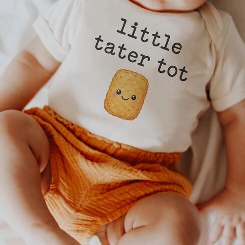 Little Tater Tot Baby Bodysuit, Funny Food Newborn (0-3 Months, Natural) | Foodie Baby Gift, Kawaii Tater Tot Graphic, Potato Lover Outfit, Baby Shower, Neutral Infant Style in Kuwait