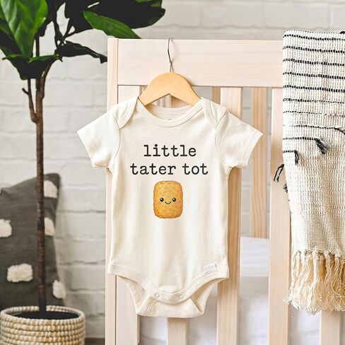 Little Tater Tot Baby Bodysuit, Funny Food Newborn (0-3 Months, Natural) | Foodie Baby Gift, Kawaii Tater Tot Graphic, Potato Lover Outfit, Baby Shower, Neutral Infant Style in Kuwait