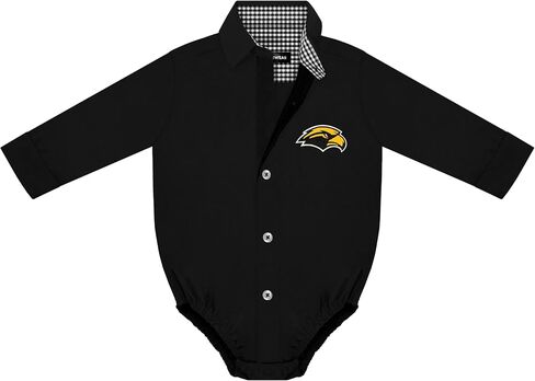 Creative Knitwear College Baby NCAA Infant Bodysuit - Long-Sleeve Button Up, Southern Miss Golden Eagles Logo, Black, Size 3-6 Months in Kuwait