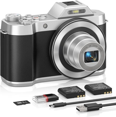 4K 64MP Digital Camera, 6X Optical Zoom Retro WiFi Autofocus | Long-lasting rechargeable battery | Lightweight for travel vlogging | Perfect for gifting in Kuwait