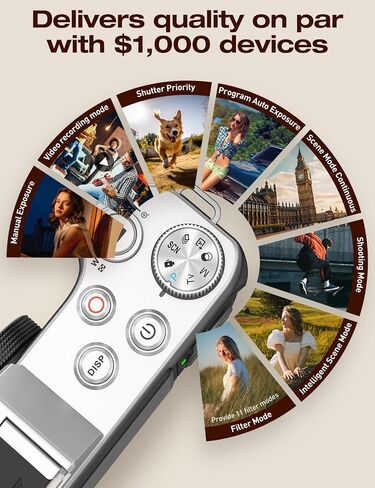4K 64MP Digital Camera, 6X Optical Zoom Retro WiFi Autofocus | Long-lasting rechargeable battery | Lightweight for travel vlogging | Perfect for gifting in Kuwait