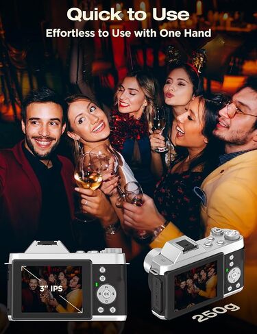 4K 64MP Digital Camera, 6X Optical Zoom Retro WiFi Autofocus | Long-lasting rechargeable battery | Lightweight for travel vlogging | Perfect for gifting in Kuwait