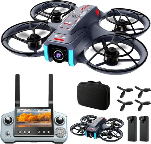 OBEST Drone with Camera, 4.5-inch Screen Remote Control, Smart Obstacle Avoidance, 90-Degree Adjustable Camera, SD Card Included, 2 Batteries, Suitable for Adults and Beginners in Kuwait
