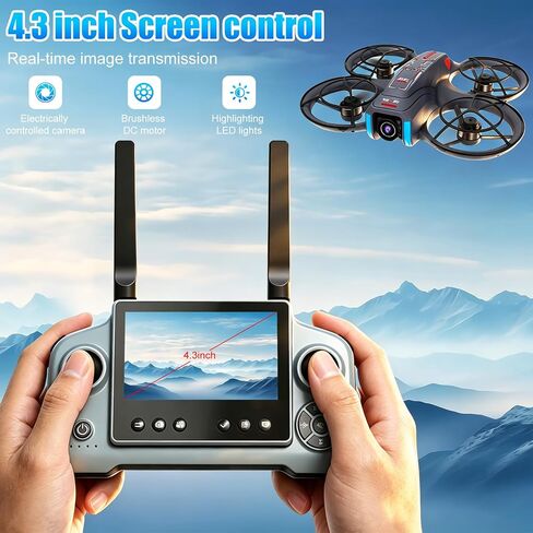 OBEST Drone with Camera, 4.5-inch Screen Remote Control, Smart Obstacle Avoidance, 90-Degree Adjustable Camera, SD Card Included, 2 Batteries, Suitable for Adults and Beginners in Kuwait