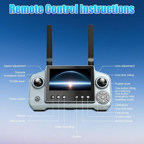 OBEST Drone with Camera, 4.5-inch Screen Remote Control, Smart Obstacle Avoidance, 90-Degree Adjustable Camera, SD Card Included, 2 Batteries, Suitable for Adults and Beginners in Kuwait