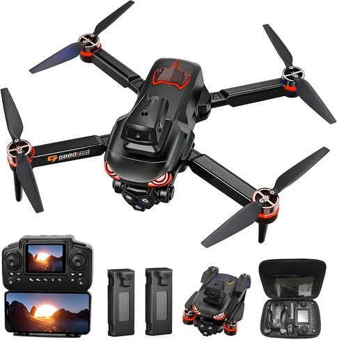 Drone with camera, screen on controller, drone with obstacle avoidance | Drone with camera 2 Batteries, Optical Flow Positioning, One-Touch Takeoff/Landing, drone with camera for kids, Red in Kuwait