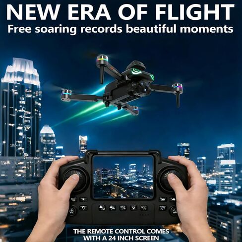 Drone with camera, screen on controller, drone with obstacle avoidance | Drone with camera 2 Batteries, Optical Flow Positioning, One-Touch Takeoff/Landing, drone with camera for kids, Red in Kuwait
