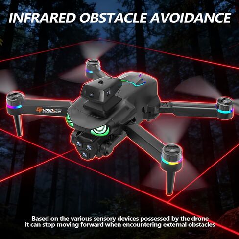 Drone with camera, screen on controller, drone with obstacle avoidance | Drone with camera 2 Batteries, Optical Flow Positioning, One-Touch Takeoff/Landing, drone with camera for kids, Red in Kuwait
