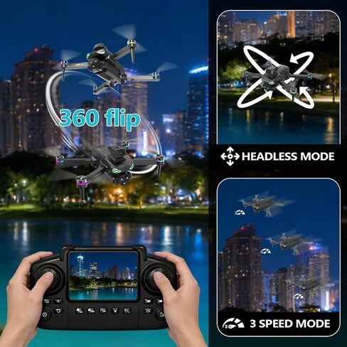 Drone with camera, screen on controller, drone with obstacle avoidance | Drone with camera 2 Batteries, Optical Flow Positioning, One-Touch Takeoff/Landing, drone with camera for kids, Red in Kuwait