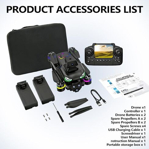 Drone with camera, screen on controller, drone with obstacle avoidance | Drone with camera 2 Batteries, Optical Flow Positioning, One-Touch Takeoff/Landing, drone with camera for kids, Red in Kuwait