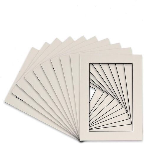16x20 Mat for 12x16 Photo - Precut White with Black Core Picture Matboard for Frames Measuring 16 x 20 Inches - Bevel Cut Matte to Display Art Measuring 12 x 16 Inches - Acid Free Pack of TEN MATS in Kuwait