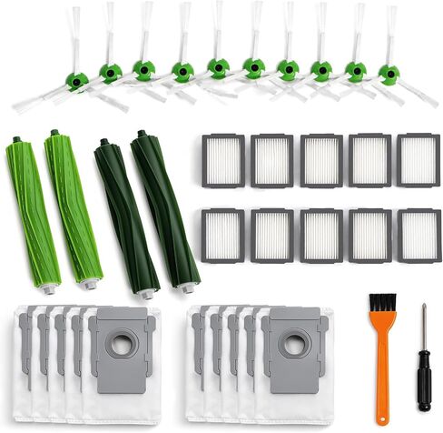 32Pcs i7 i7+ i3 i3+ i4 i4+ i5 i5+ i6 i6+ i8 i8+ E5 E6 E7 Replacement Parts | NOT Fit the Combo J7+ J9+, Compatible with iRobot Roomba, 32 Set with Roller, Filter, Dust Bag and Side Brush Accessories in Saudi Arabia
