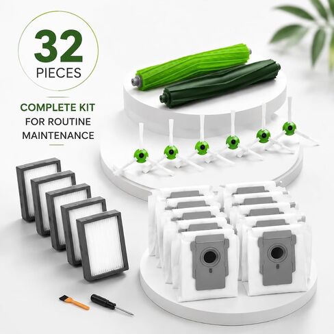 32Pcs i7 i7+ i3 i3+ i4 i4+ i5 i5+ i6 i6+ i8 i8+ E5 E6 E7 Replacement Parts | NOT Fit the Combo J7+ J9+, Compatible with iRobot Roomba, 32 Set with Roller, Filter, Dust Bag and Side Brush Accessories in Saudi Arabia