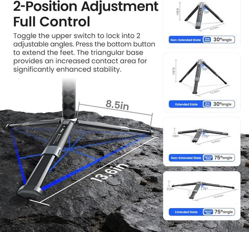 Metal Mini Tripod for Insta360 Luna Ultra/DJI Osmo Pocket 4P Accessories | Extendable Desktop Stand with 1/4" Screw, 3KG/6.6LB Load Capacity, Compact Vlogging Camera Tripod for Insta360 & Osmo Action in Kuwait