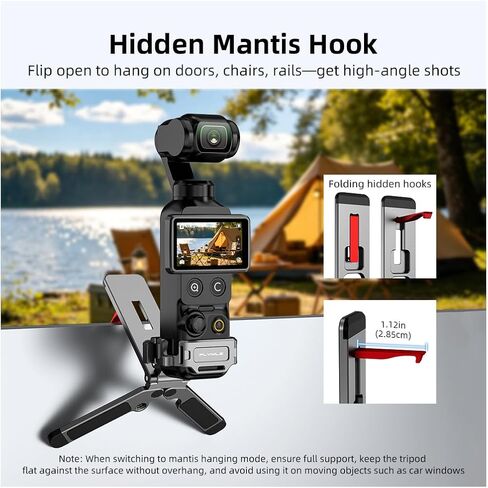 Magnetic Tripod Stand for DJI Osmo Pocket 4/3 Accessories | Aluminum Alloy Foldable Expansion Stand, with Hidden Mantis Hook, Cold Shoe, Desktop Handheld Hanging Vlog Tripod Mount in Kuwait