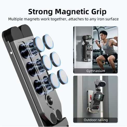 Magnetic Tripod Stand for DJI Osmo Pocket 4/3 Accessories | Aluminum Alloy Foldable Expansion Stand, with Hidden Mantis Hook, Cold Shoe, Desktop Handheld Hanging Vlog Tripod Mount in Kuwait
