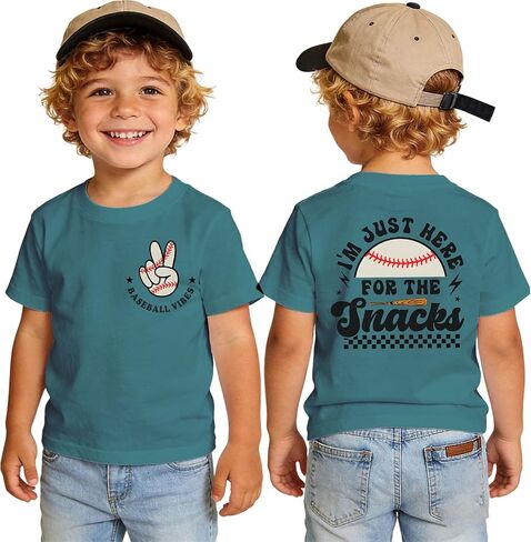 Baseball Shirt for Boys Toddler Funny I'm Just Here for The Snacks Tshirt Kid Short Sleeve Game Day Tee Summer Top in Saudi Arabia